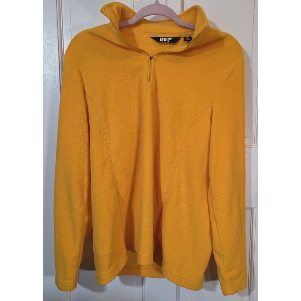 Lands End Pullover Fleece Women's Medium Sunflower  Quarter Zip Long‎ Sleeve
